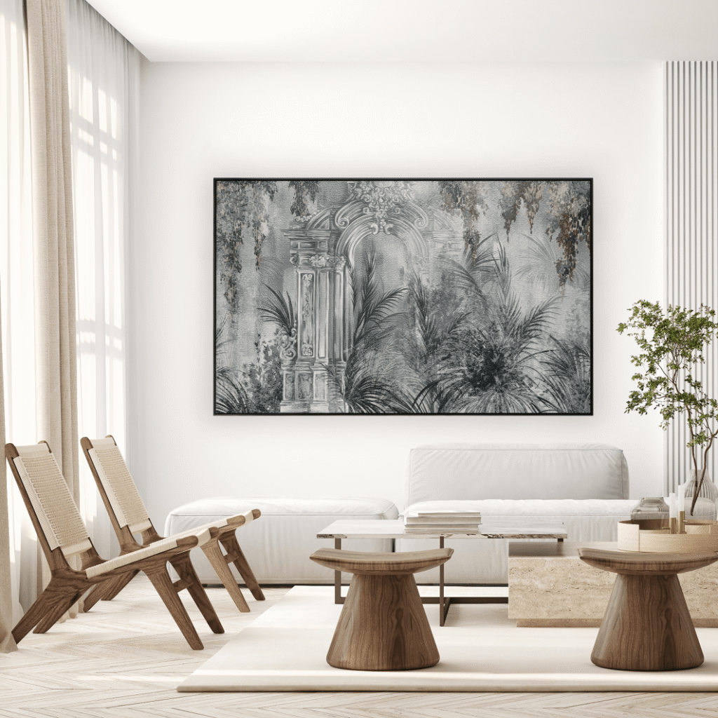 Salón con cuadro en relieve